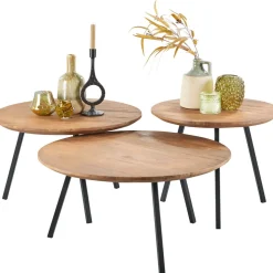 Clearance Salontafel Romaro teakhout 75 cm rond mix rough Woonseries|Salontafel