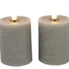 Online Stompkaars Benevento Led grijs 5 cm rond set van 2 Kaarsen