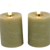 Sale Stompkaars Benevento Led beige 5 cm rond set van 2 Kaarsen