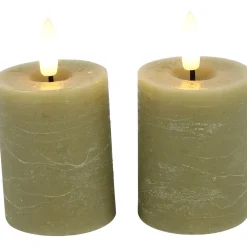 Sale Stompkaars Benevento Led beige 5 cm rond set van 2 Kaarsen