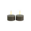 Outlet Theelicht Benevento Led grijs 4 cm rond set van 2 Kaarsen