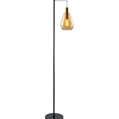 Clearance Vloerlamp Felinio amber glas 1-lichts hangend Vloerlamp