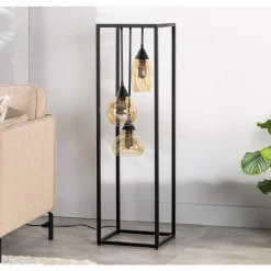 Sale Vloerlamp frame amber glas 3-lichts - Lungo Vloerlamp