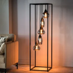 Outlet Vloerlamp frame smoke glas 5-lichts - Lungo Vloerlamp