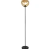 Best Vloerlamp Macato zwart amber glas 1-lichts Vloerlamp