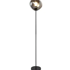 Discount Vloerlamp Macato zwart smoke glas 1-lichts Vloerlamp