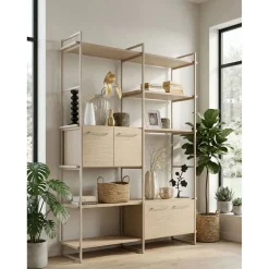 New Wandkast Sistema 226x166x45 cm lichtgrijs Woonseries|Vakkenkast