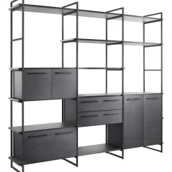 Best Wandkast Sistema 226x244x45 cm zwart Woonseries|Vakkenkast