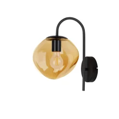 New Wandlamp Macato zwart amber glas 1-lichts Wandlamp