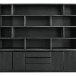 Hot Wandmeubel Lavio eiken 242 cm zwart Woonseries|Opbergkast