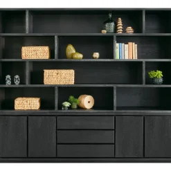 Hot Wandmeubel Lavio eiken 242 cm zwart Woonseries|Opbergkast